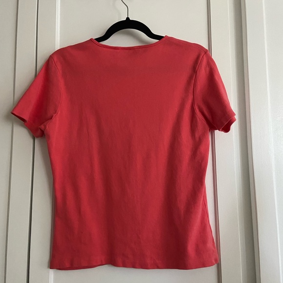 Solid Coral Top 100% Cotton Size L - Picture 4 of 6